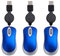 Bordhap 3PCS Wired Mouse Retractable Mouse Corded Mouse Mini Mouse USB Optical Mouse Wired Mouse for Computer Laptop PC