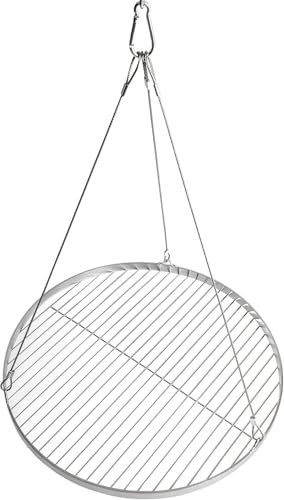 Grille de cuisson en acier inoxydable - Grille de cuisson ronde - Grille de cuisson en pierre - Avec corde de suspension pour barbecue pivotant - Acier inoxydable 304 - Diamètre : 80 cm