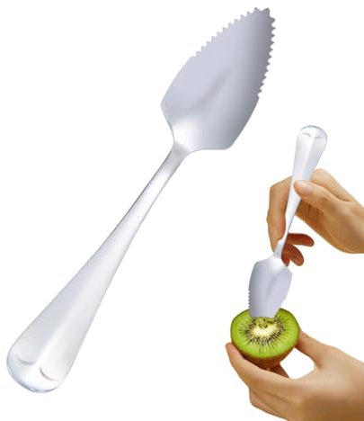Grapefruit Spoon, Serrated Stainless Steel Spoon, Portable Long Handle Tool, Stylish Kitchen Gadget, Perfect for Kiwi, Citrus Fruits, Desserts, 6.1x1.1 Inches