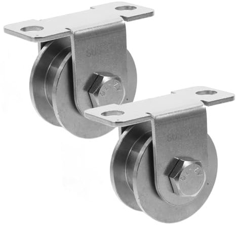 ABOOFAN 2 Stück rostfreie Riemenscheibe schiebetür Seilzüge Schienenrollen Umlenkrollen für Kabel feste Riemenscheibe Windenseilrolle Riemenscheiben Kletterscheibe Rostfreier Stahl Silver