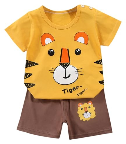 Generico Completo Bambino 2 Pezzi Body Estiva Neonato Set di Magliette Bimbo Completini e Coordinati Gentiluomo Cotone Lino Maglietta Pantaloncini Design Regalo Festivo per Ragazzi 1-4 Anni