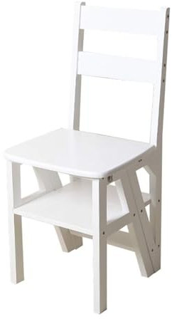 OZBME Escabeau Pliant en Bois Blanc 4 marches - Chaise d'escalier multifonctionnelle et légère pour bibliothèque à Domicile