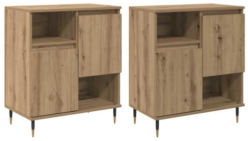vidaXL Sideboards 2 pcs Artisan oak 120 x 35 x 70 cm Engineered wood, Ample Storage Shelves, Rectangular Living Room Unit, Modern Sideboards, Functional Shelving Solution for Home Organization