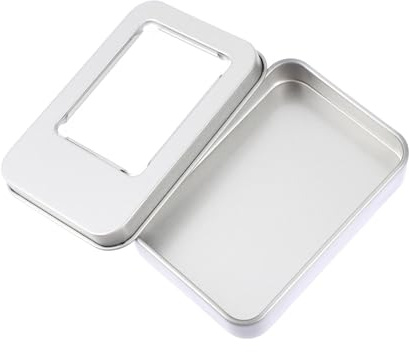 OFFSCH 10 Stück Quadratischer USB Stab Aufbewahrungsboxen aus Weißblech mit Sichtfenster Silber für Schreibtisch und Büro