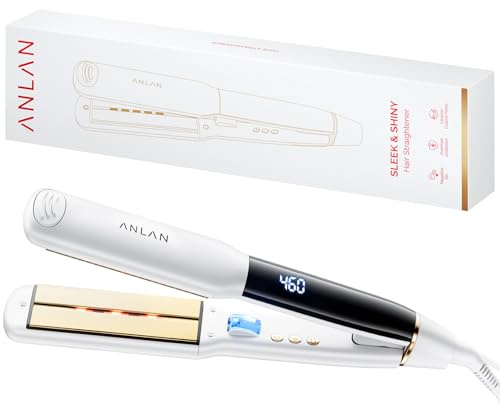 ANLAN Glätteisen und lockenstab 2 in 1, Professionelles Ionen glätteisen, Anti-Statisch, Rotlicht&Infrarotlicht Haarglätter Für glattes, glänzendes Haar, 150-230°C Keramikbeschichtung, LCD-Display