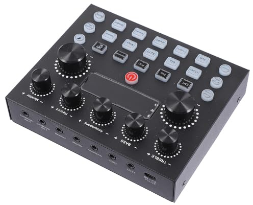 Housoutil Scheda Audio Esterna Illuminazione Colorata Mixer Dj Effetti Cambio Voce per Adulti Attrezzatura per Podcast e Tecnico del Suono per Live Streaming