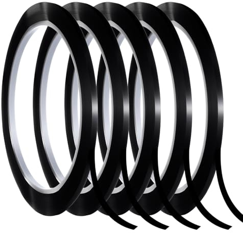 HaiFafafaing 5 Rollen Whiteboard Klebeband Dünnes Weißwandband 3mm x 50M | Schwarze Markierungsband Gridding Kennzeichnen für Charting Classroom Office Dry Erase Board