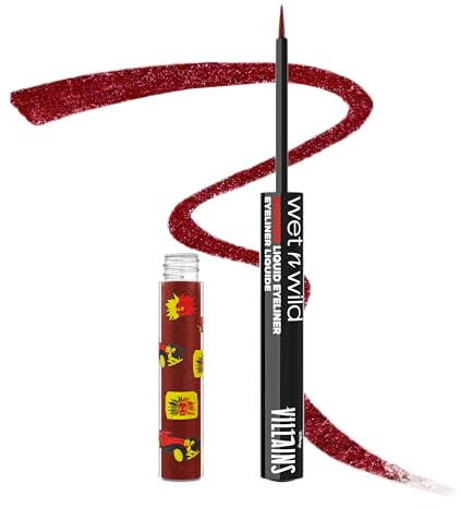 Wet n Wild x Disney Villains Baddies Liquid Eyeliner, Metallic Eyeliner Flüssig Dunkelrot, Langanhaltend - Inspiriert von Cruella De Vil, Speed Demon