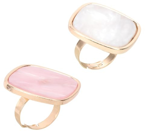 HEALEEP 2pcs Resin Marble Nail Art Ring Palettes Color Palettes 1.18x1.18x0.98in Portable Mixing Color Mini Ring Design for Nail Art Lovers Beauty Salon Holiday Events