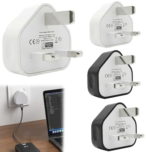 USB Plug USB Charger Plug Adaptor UK 4Pack with USB Single Port 5V 1A 3 Pin | Mains Charge Head Compatible with iPhone 14/13/12/11/XR/XS/SE/8/7/6/5 for iPad Samsung Huawei Portable Charger Plug