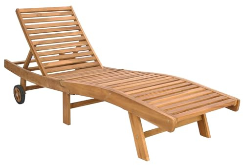vidaXL Sonnenliege Braun Massivholz Teak, Outdoor-Lounge, moderner Sonnenlieger, bequemer Stuhl mit Rückenlehne, stapelbar, Coole Gartenmöbel