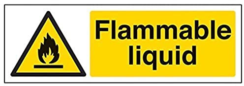 vsafety segni 69026 ax-s liquido infiammabile allarme incendio e infiammabile cartello, Autoadesivo, paesaggio, 300 mm x 100 mm, colore: nero/giallo