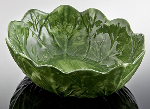 Bassano italienische Keramik große ovale Gemüse- Salat- Schale- Schüssel grün 31x26x9