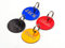 Hundemarke Rund Gravur beidseitig - personalisiert | inklusiv kleinem Schlüsselring | Anhänger, Adressschild, Adressmarke, Adressanhänger für Hundehalsband | Schwarz, Gold, Blau, Rot