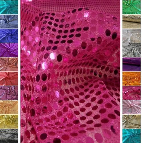 StoffBook PINK/PINK PAILLENTTENSTOFF GROßE TUPFEN PAILLETTEN STOFF STOFFE, B958