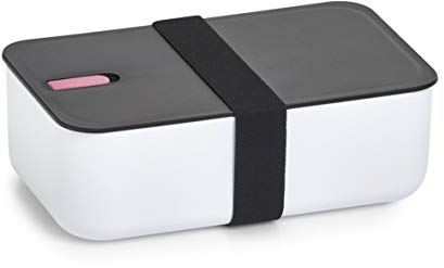 ZELLER PRESENT SCHÖNER LEBEN. PRAKTISCH WOHNEN. 14733 Lunch Box, Kunststoff, weiß/schwarz/pink, ca. 19 x 12 x 6,5 cm