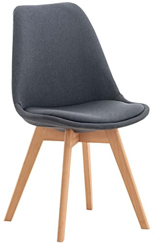 CLP Esszimmerstuhl Linares Kunststoff I Stoff I Samt I Cord I Lederoptik I Lehnstuhl Mit Holzgestell, Farbe:dunkelgrau, Material:Stoff