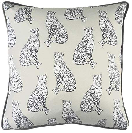 Evans Lichfield Safari Leopard Kissenbezug, Baumwolle Polyester Satin, weiß, 43 x 43 cm