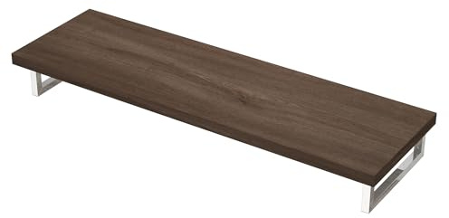 Mai & Mai Waschtischplatte Holz Wandkonsole Waschbeckenauflage 50x160cm | Waschtischhalter in gebürstet Eiche, 50mm dick Tischplatte, inkl. Edelstahlkonsolenträger Platte01