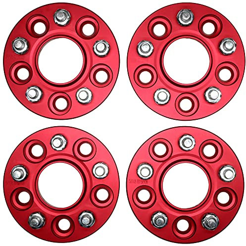 WINCHMAX 20mm eloxierte Aluminium-Naben-Zentrische Spurverbreiterungen. PCD 5 x 108, Gewinde 12 x 1,5 mm, Mittelbohrung: 63,4 mm. 4 x 20 mm Distanzscheiben für Ford Focus MK2, MK3. ROT T4
