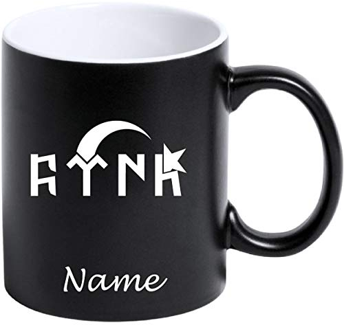 Tasse Kaffeetasse Kahve Cay Bardagi Bardak Hediye isimli kisiye özel hediyelik isim Göktürk Matt Schwarz