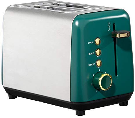 Daewoo Emerald Collection, Toaster 2 Slice, Removable Crumb Tray With Gold Accents