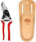 FELCO F 14 Gartenschere für Rechtshänder Nr. 14 (Schnitt-ø 18 mm, L180 mm, Rebschere) FELCO 14 & 910 Etui für Gartenscheren (Holster aus Echtleder, mit Gürtelschlaufe + Klammer, Befestigung am Gürtel)