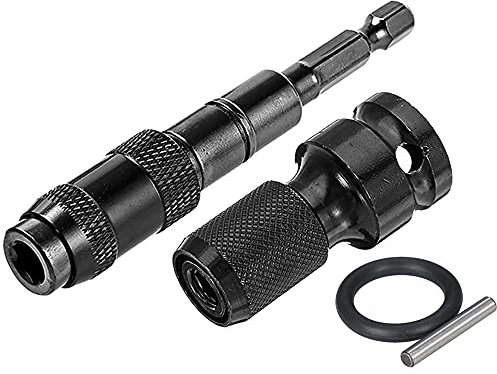 Mesee 1/4'' Hex Shank Magnetic Pivoting Bit Tip Holder with 1/2'' Square Drive to 1/4'' Hex Female Socket Adapter Set 20° Pivot Mode Magnetic Screw Drill Tip Quick Release Chuck Conversion Tool