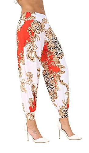 Crazy Girls Womens Hareem Trouser Ladies Plain Baggy Harem Ali Baba Casual Pants (3XL UK24-26, Red Paisley)