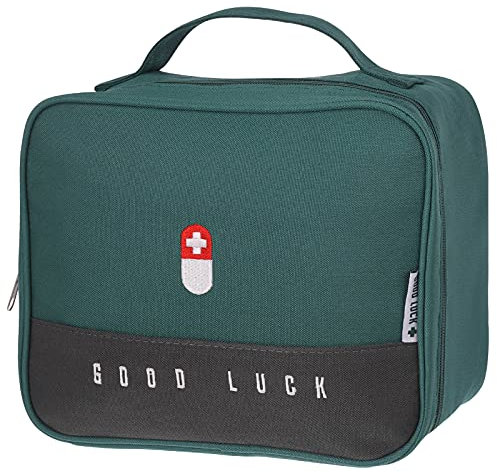 upain Erste-Hilfe-Tasche, leer, klein, Notfall-Tasche, leicht, für Medizin, Aufbewahrungstasche, multifunktional, für Notfälle, Zuhause, Büro, Auto, Outdoor, Boot, Camping, Wandern (grün)