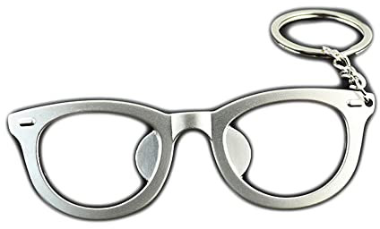 ARFUKA Décapsuleur porte-clés en métal avec lunettes de soleil et pendentif en forme de bière, de soda, de bière, de barman - Cadeau de Noël ou d'anniversaire pour homme et femme - Argenté