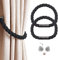 Magnetic Curtain Tie Backs, 2 Pack Braided Rope Curtain Holdbacks with Strong Magnet, 22 Inch Holder Decoration for Thin or Thick Home and Office Curtains, Black