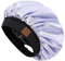 HAT HUT Schlafmütze aus Satin für Damen Herren, Seidenhaube Silk Bonnet Haarhaube, Verstellbares Breites Band, Doppellagig (Aschblau)