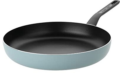 BergHOFF - Leo Cookware Set - Aluminium Non Stick Frying Pan 32cm - Induction Skillet with Stay Cool Handle - Slate Blue
