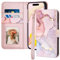 Fingic for iPhone 14 Pro Max Case,for iPhone 14 Pro Max Phone Case Wallet,Marble Rose Gold Leather Magnetic Closure Stand Shockproof PC Bumper Cardslot Protective Flip Case for iPhone 14 Pro Max,2022