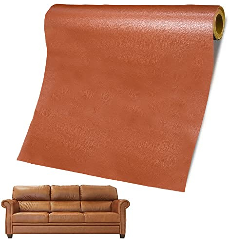 Leder Reparatur Set, 60 x 137cm Leder Patch Selbstklebend, Lederflicken, Kunstleder Selbstklebende Reparatur Set für Sofas, Autositze, Bürostuhl, Kopfteil (Hellbraun)