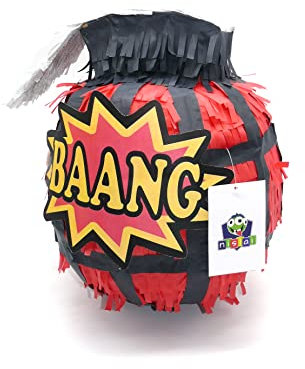 Nislai® Bombe Pinata | Ideal für die Junge Geburtstag Party | oder Deko | Farbe zur Auswahl: Grün, Rot, Blau, Silver (Rot)