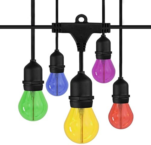 Ledvion - LED Lichterkette, 15M, Inklusive 18x Gold E27 LED, 1W, 2100K, Inklusive 18 Gold Filament LED-Lampen, IP65
