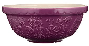 Mason Cash in The Meadow Size 18 Mixing Bowl 26cm | 2.7 Litre Floral Embossed Earthenware Bowl for Dough, Pastry & Cake Mixes – Chip-Resistant, Dishwasher & Freezer Safe
