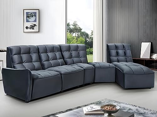 Vente-unique-Ecksofa mit Relaxfunktion verstellbar - Samt - Anthrazit - Alford
