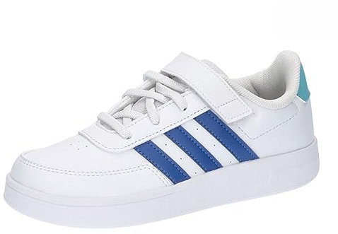 adidas Breaknet Lifestyle Court Elastic Lace and Top Strap Shoes Chaussures de Tennis, Cloud White/Team Royal Blue/Light Aqua, 38 2/3 EU