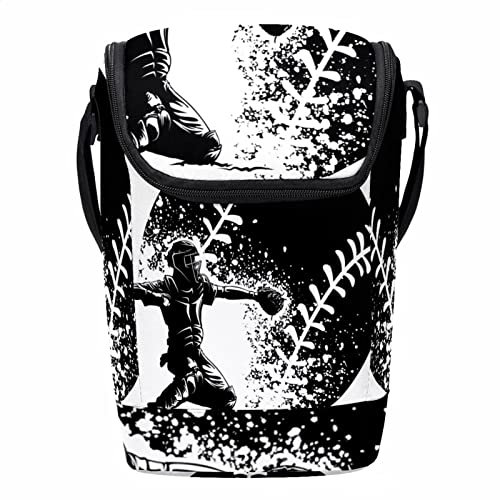 Lonchera reutilizable para jugadores y béisbol, lonchera vertical grande con correa ajustable para el hombro