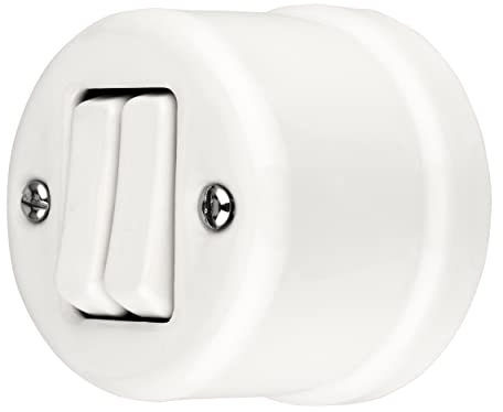 Aufputz Porzellan Retro Doppelschalter, Serienwechselschalter, All-in-One, Serie QR1 weiß