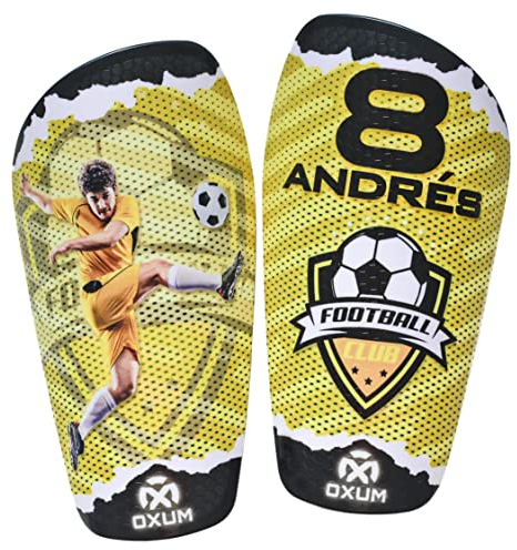 Oxum Sport – Personalisierte Fußball-Schienbeinschoner für Kinder und Erwachsene – Inklusive Nummer, Foto und Name. Geschenk: Tasche für Schienbeinschoner. Pro-Serie Kraken.