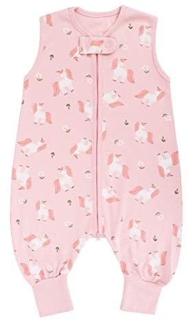 WYTbaby Gigoteuse a Pied 0.5 Tog en Coton avec Jambes, Sans Manches pour Garçon Fille 2-3 Ans - Version Été