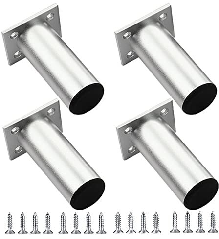 Wanfoou Pieds de Meuble, 4 Pièces Pied Cuisine Réglables, Pieds de Meubles Réglables, Hauteur Réglable est de 1 à 15 mm, Ronds Métal Acier Inoxydable Canapé Jambe Table Pieds (Argent)