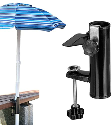 TWSOUL Abrazadera para sombrilla de terraza, soporte para sombrilla para barandillas rectangulares, soporte ajustable para sombrilla para balcón, terraza, jardín, playa, patio trasero