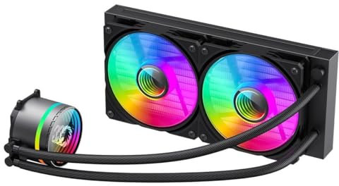 GameMax Iceburg 240mm ARGB CPU Liquid Cooler, AIO 240mm Water Cooler For Intel & AMD, 2 x 120mm ARGB Infinity PWM Fans, 800 to 2000RPM & Infinity Mirror Rotatable Cap Design | Black