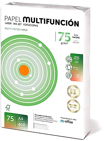 Folios A4, 75 g, 400 Blatt, Mehrzweckpapier für Drucker, Laserdrucker und Injektionsdrucker, Kopierer, Fax, für Büro, Schulbedarf, Blattpaket, m-office (400 Blatt, 75 g)