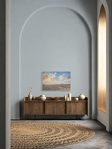 A.S. Création Leinwandbild Strandkorb am Meer - Kunstdruck weiß blau - 90x60 cm Querformat - Moderne Wanddekoration Schlafzimmer Wohnzimmer Küche - Bild auf Keilrahmen
